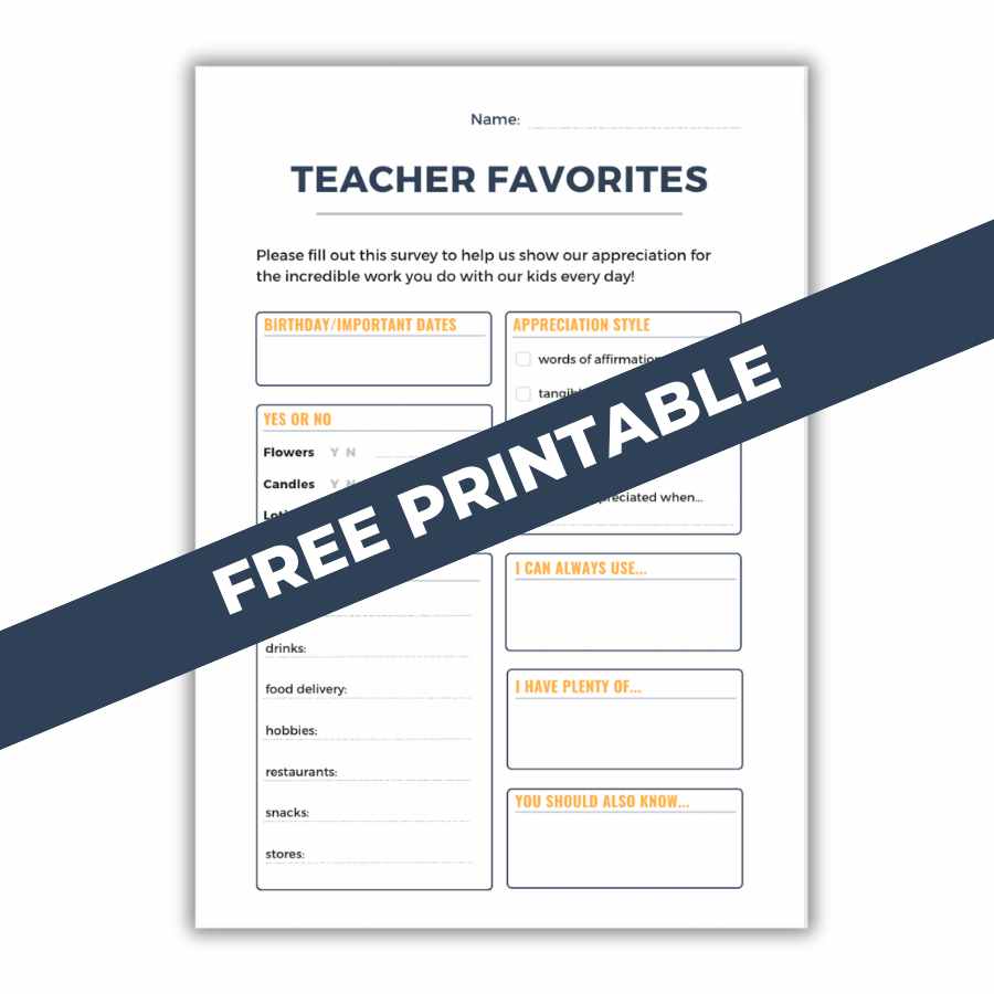 Teacher Appreciation Survey