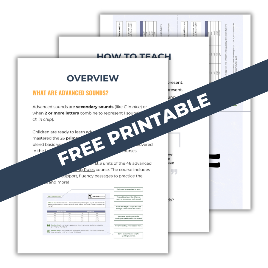 Advanced Sound Flashcard Freebie